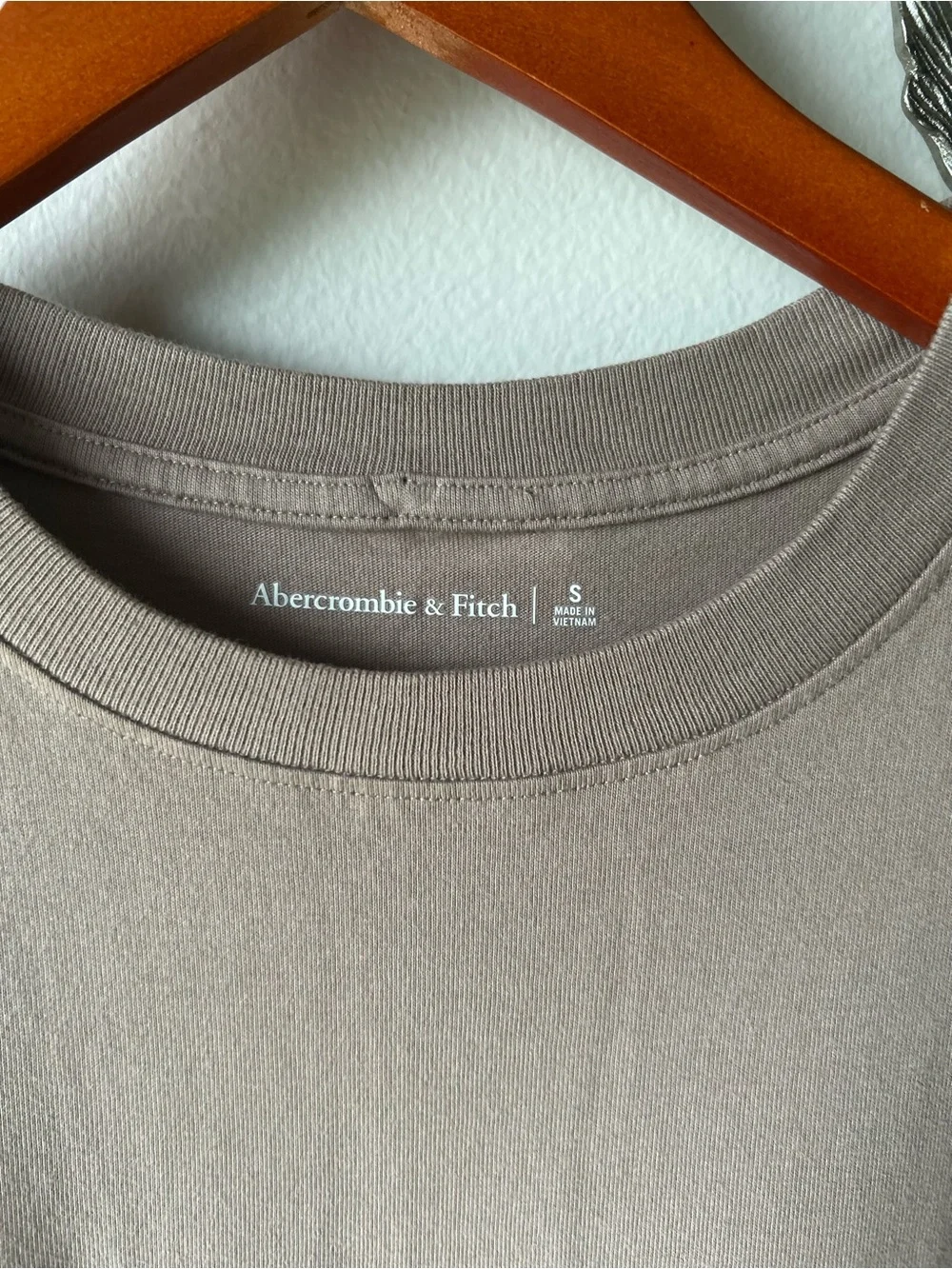 ABERCROMBIE & FITCH Taupe Cotton T-Shirt Maxi Dress | Side Slit | Size Small